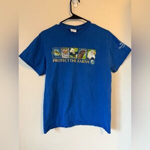 Protect the Earth Graphic T-Shirt Endangered Animal Earth Day Blue Unisex Medium